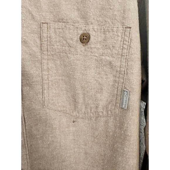 Columbia Men's Shirt Size Large Button‎ Down Tan Cotton Long Sleeve Grandpacore - Picture 2 of 12